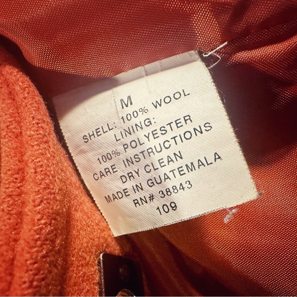 Mackintosh Burnt Orange 100% Wool Winter Coat with Silver Toggle Closure Size M - Picture 8 of 16